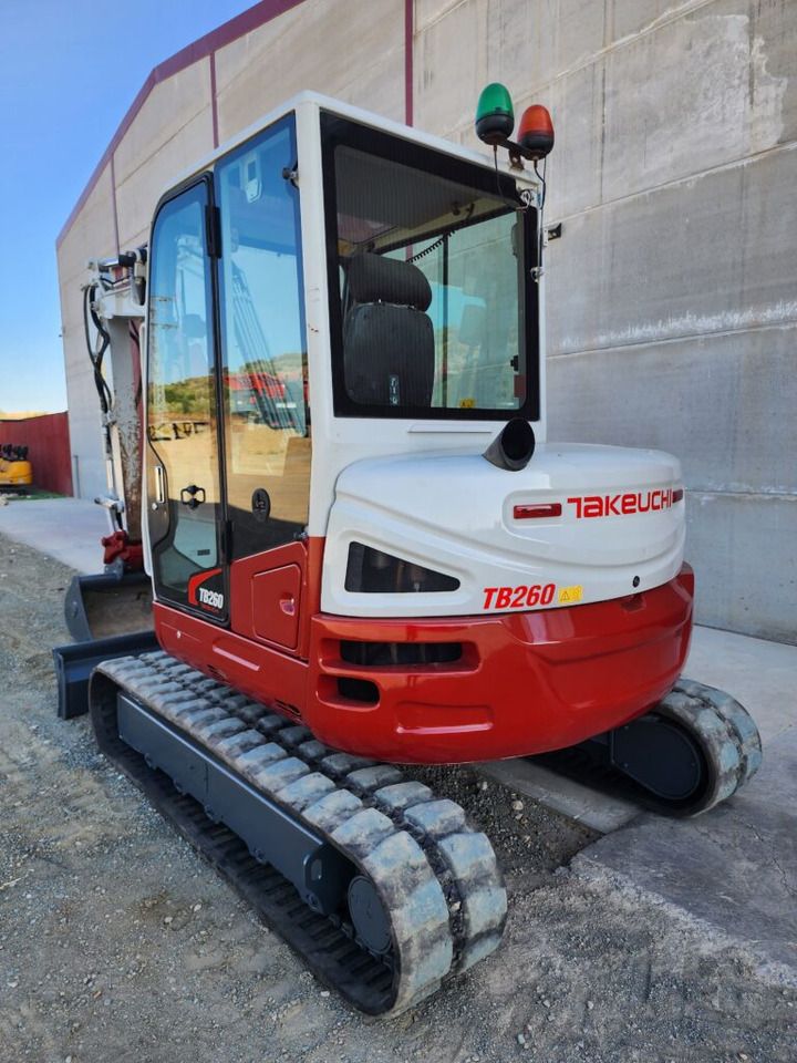 2018 Takeuchi TB260 mini excavator, rear three-quarter view