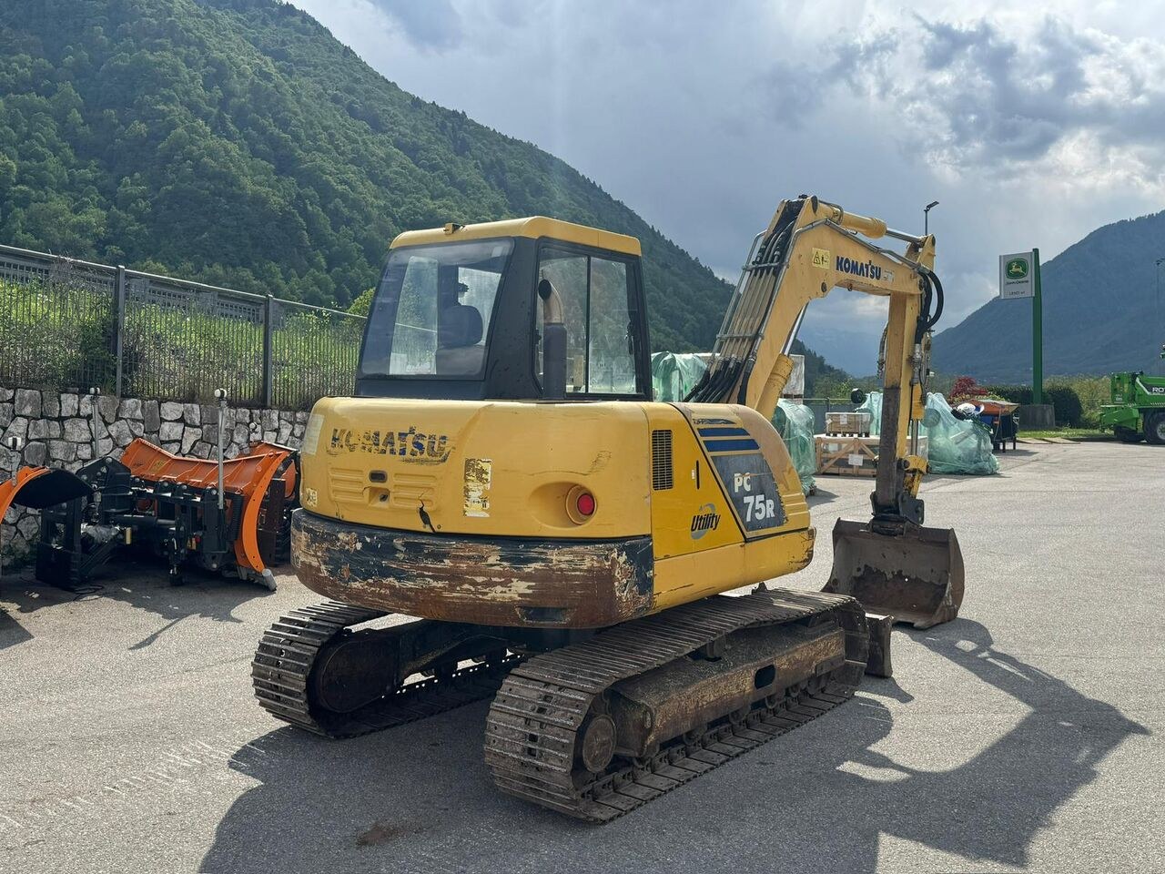 2006 Komatsu PC 75R mini excavator, rear three-quarter view