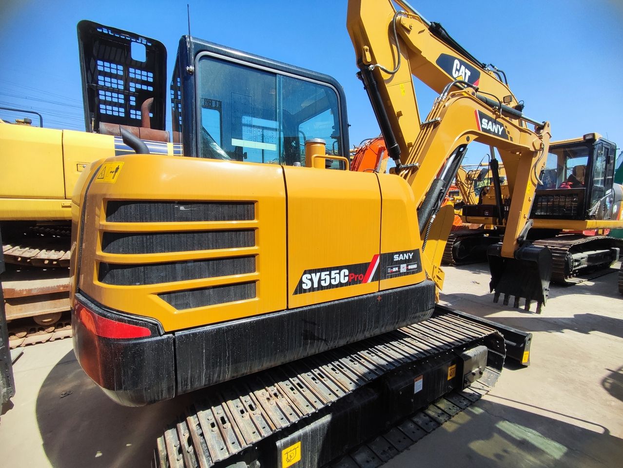 2018 Sany SY55C Pro mini excavator, rear three-quarter view