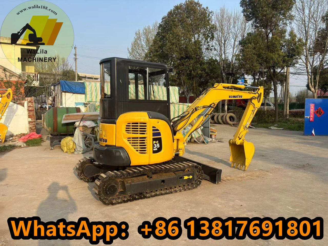 2023 Komatsu PC35MR mini excavator, rear three-quarter view