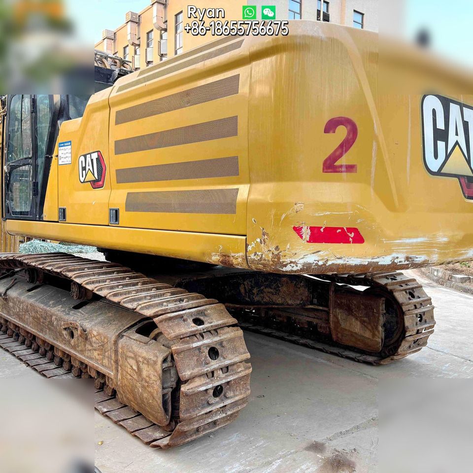 2021 Caterpillar 350 crawler excavator, rear three-quarter view 2021 Caterpillar 350 crawler excavator, rear three-quarter view