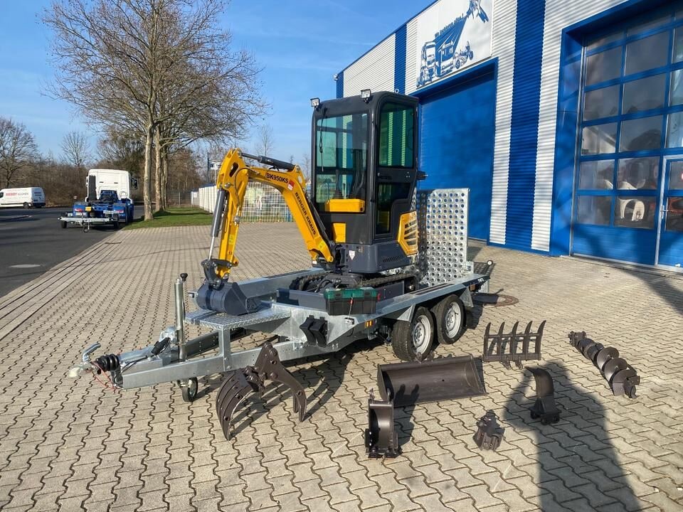 Berger Kraus BK950KS mini excavator on trailer