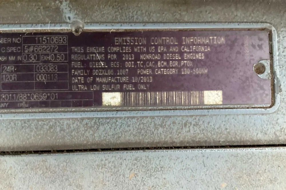 2015 Fuchs MHL350 Material Handler engine emission plate 2015 Fuchs MHL350 Material Handler engine emission plate