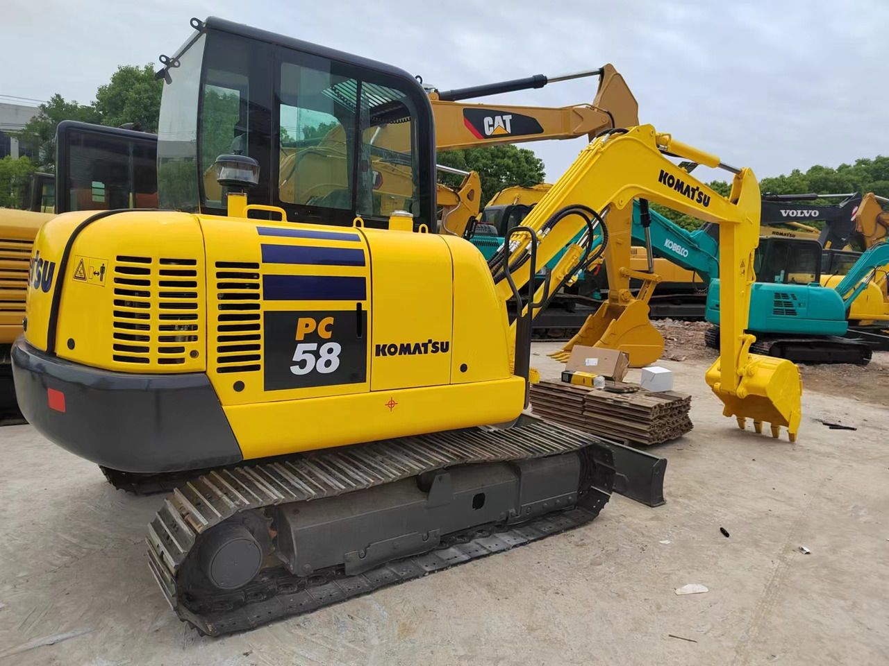 2020 Komatsu PC58 mini excavator, rear three-quarter view