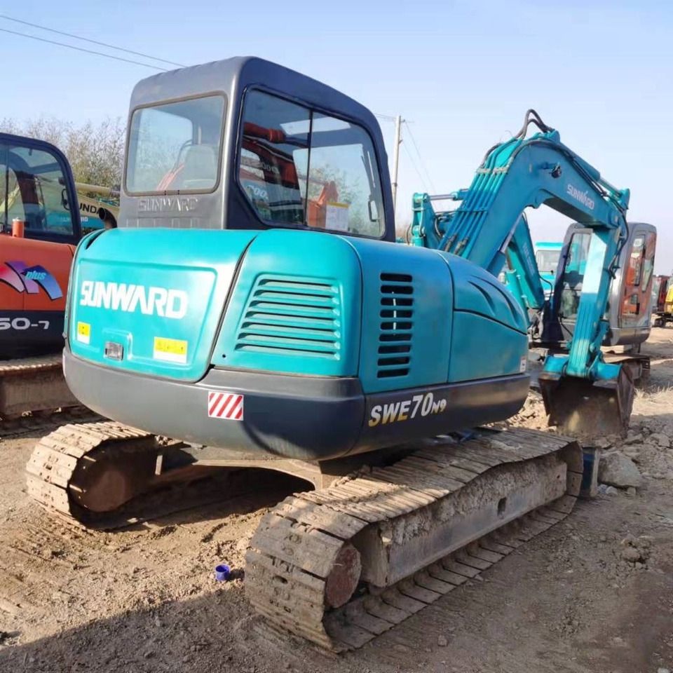 2024 Sunward SWE70N9 mini excavator, rear three-quarter view