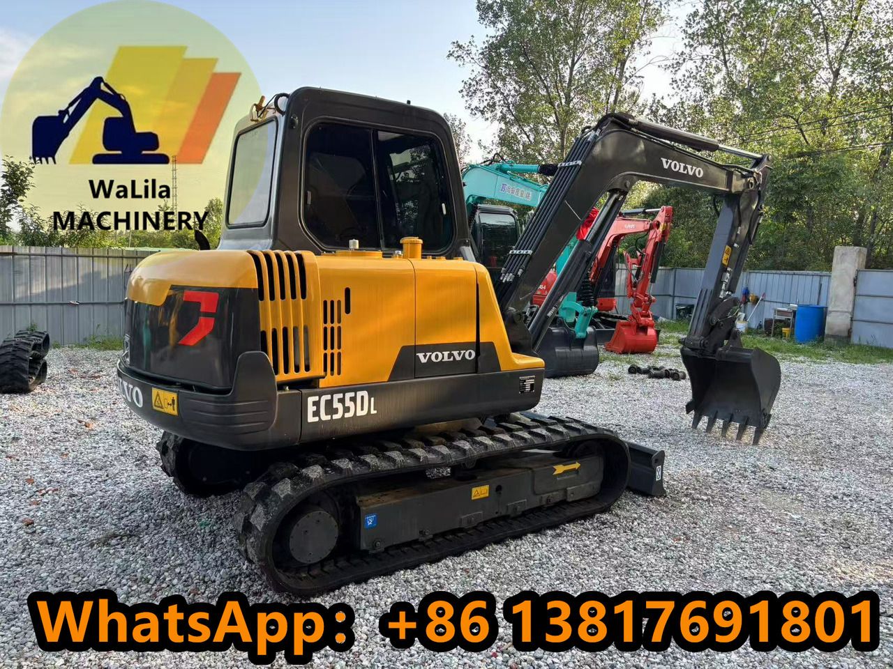 2023 Volvo EC55DL mini excavator, rear three-quarter view 2023 Volvo EC55DL mini excavator, rear three-quarter view