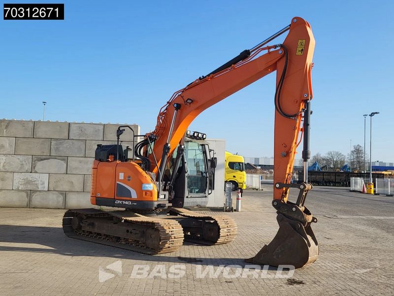 2019 Doosan DX140LCR-5 crawler excavator, rear three-quarter view