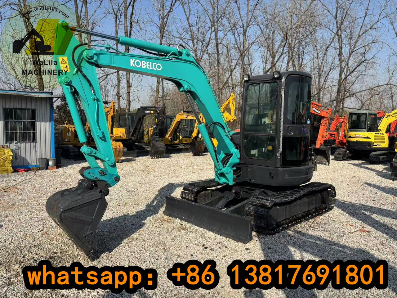 2024 Kobelco SK55SR mini excavator, front three-quarter view