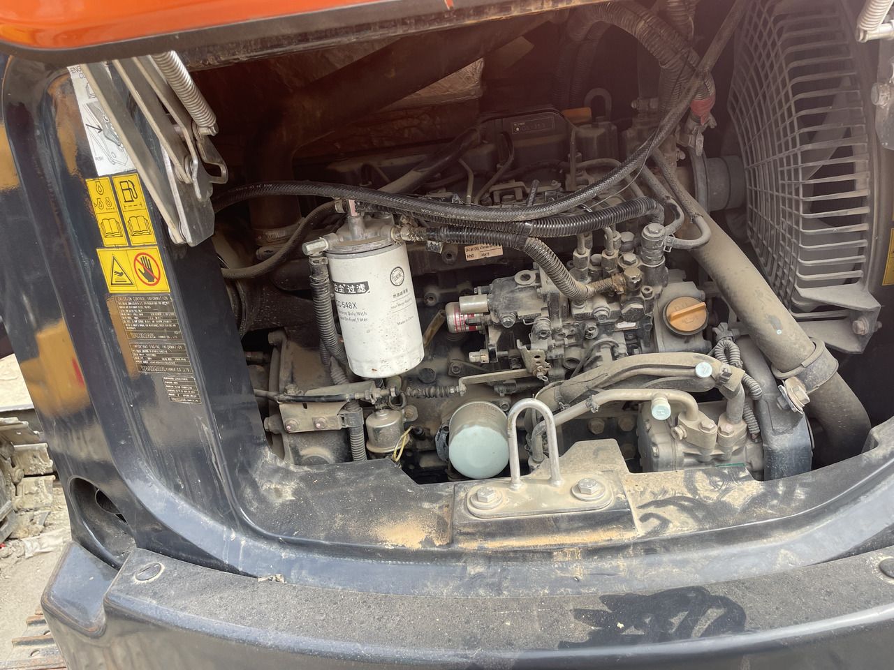 2021 Hitachi ZX55 mini excavator engine compartment view