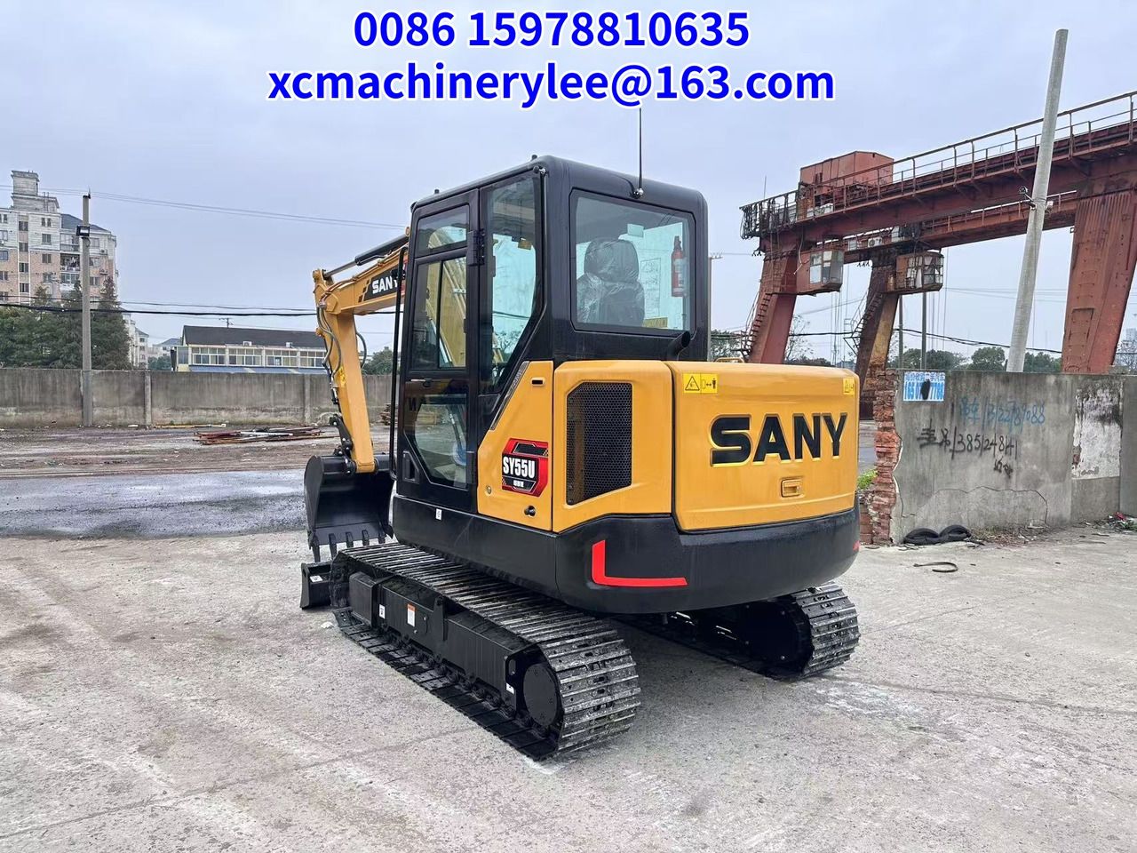 2024 Sany SY55U mini excavator, rear three-quarter view