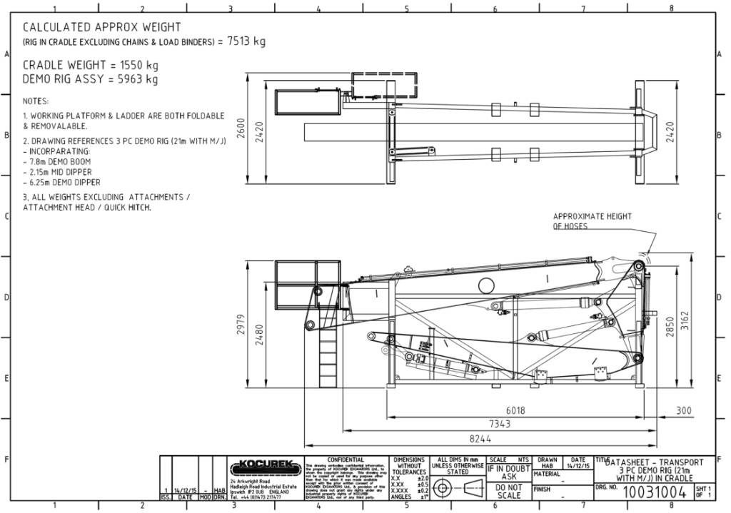 2015 Doosan DX380LC-5 crawler excavator technical drawing