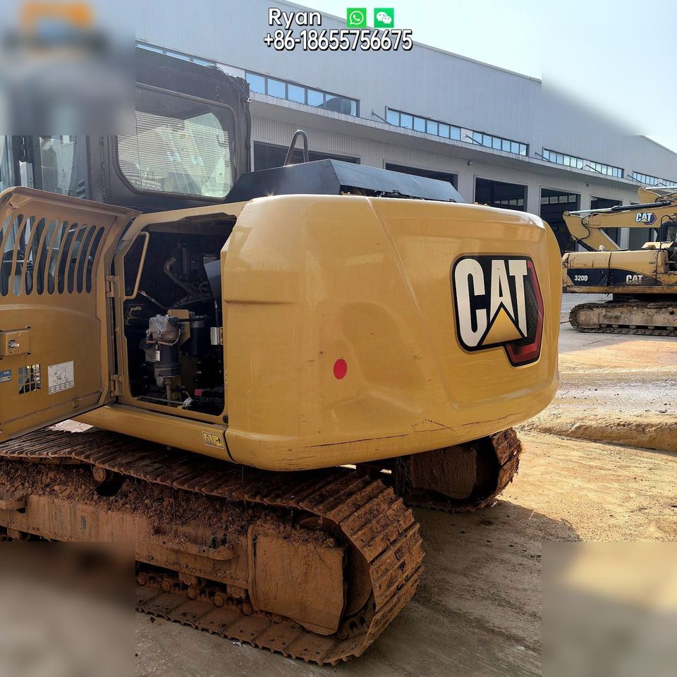 2024 Caterpillar 313GC crawler excavator rear view with engine compartment open 2024 Caterpillar 313GC crawler excavator rear view with engine compartment open