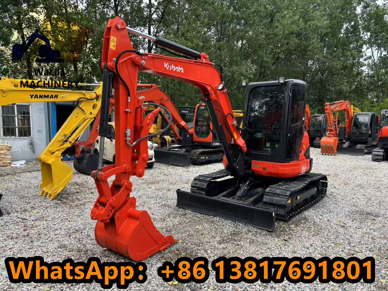 2023 Kubota U55-4 mini excavator, front three-quarter view
