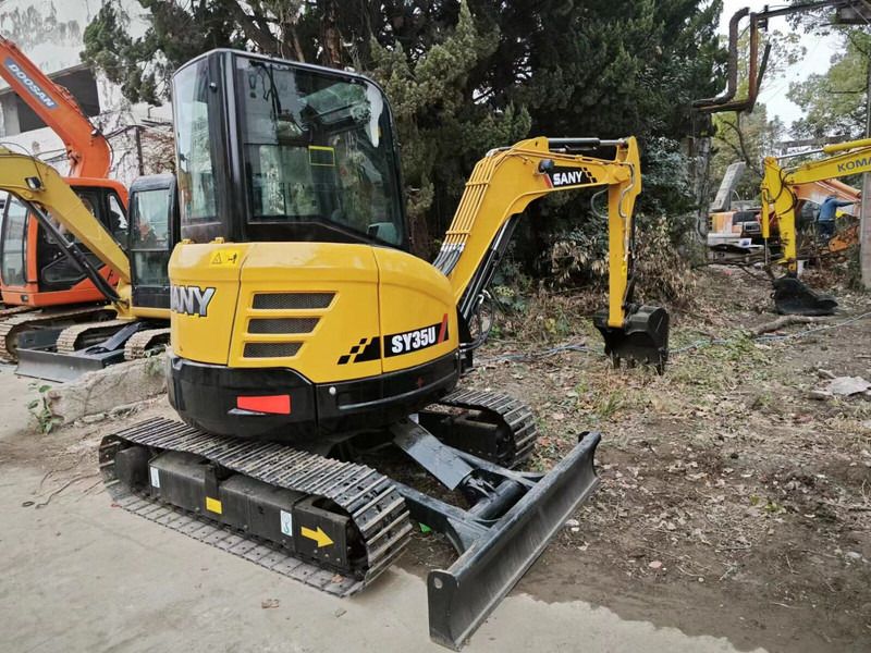 2022 Sany SY35U mini excavator, front three-quarter view