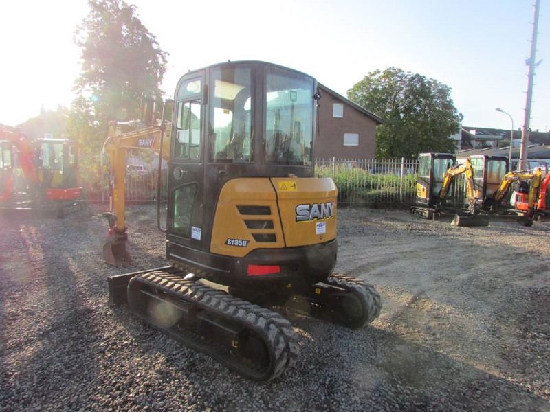2023 Sany SY35U mini excavator, rear three-quarter view 2023 Sany SY35U mini excavator, rear three-quarter view