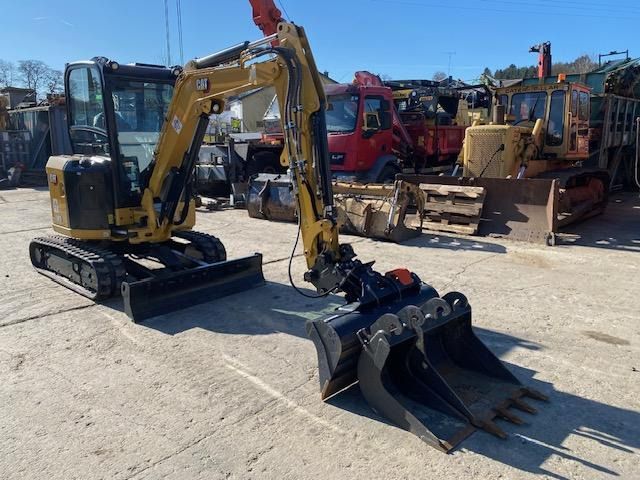 2023 Caterpillar 303CR mini excavator, front three-quarter view 2023 Caterpillar 303CR mini excavator, front three-quarter view
