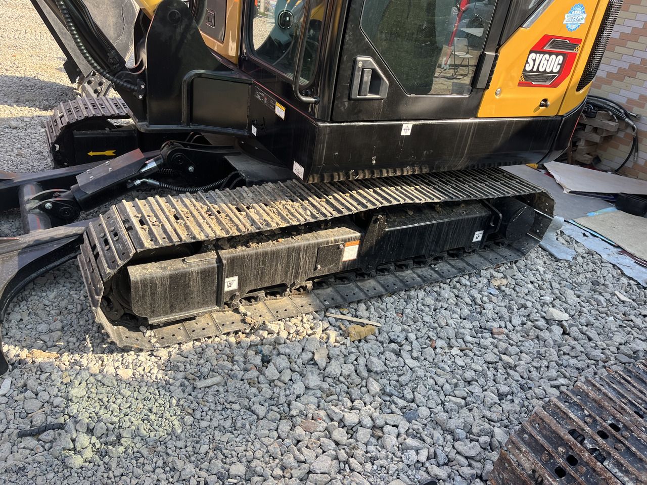 2024 Sany SY60C crawler excavator side view of tracks and cab