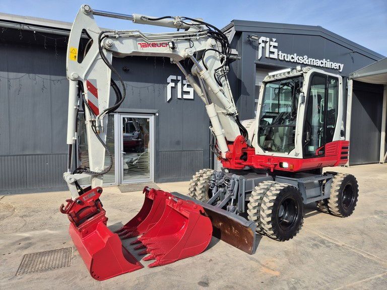 2021 Takeuchi TB295W wheel excavator, front three-quarter view