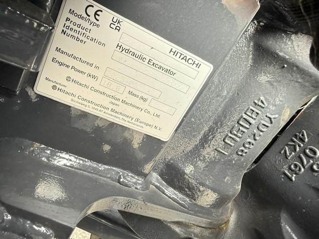 2025 Hitachi ZX38U-6 MTC mini excavator manufacturer identification plate