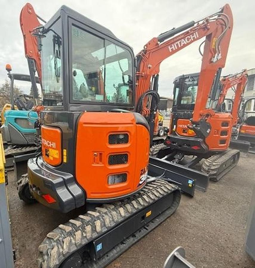2025 Hitachi ZX38U-6 mini excavator, rear three-quarter view 2025 Hitachi ZX38U-6 mini excavator, rear three-quarter view