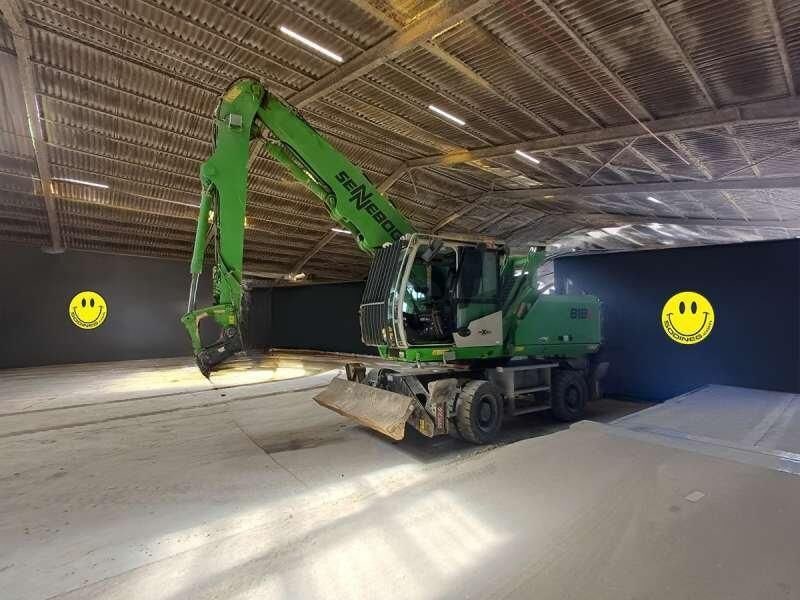 2022 Sennebogen 818-E material handler, front three-quarter view