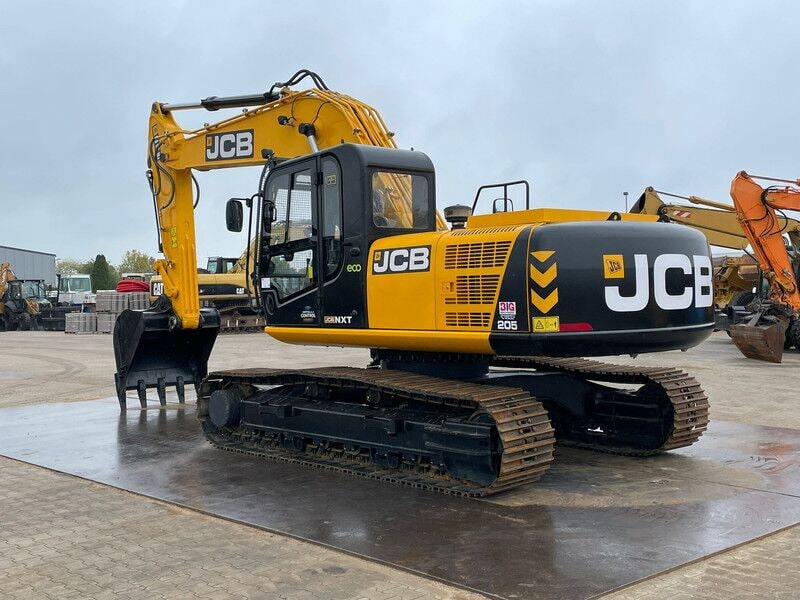 2025 JCB 205 crawler excavator, rear three-quarter view 2025 JCB 205 crawler excavator, rear three-quarter view