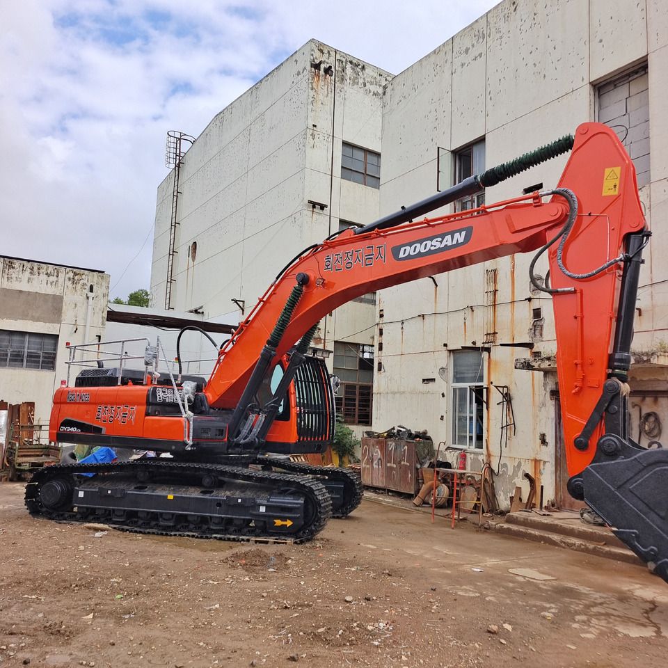 2024 Doosan DX340 crawler excavator, side profile view