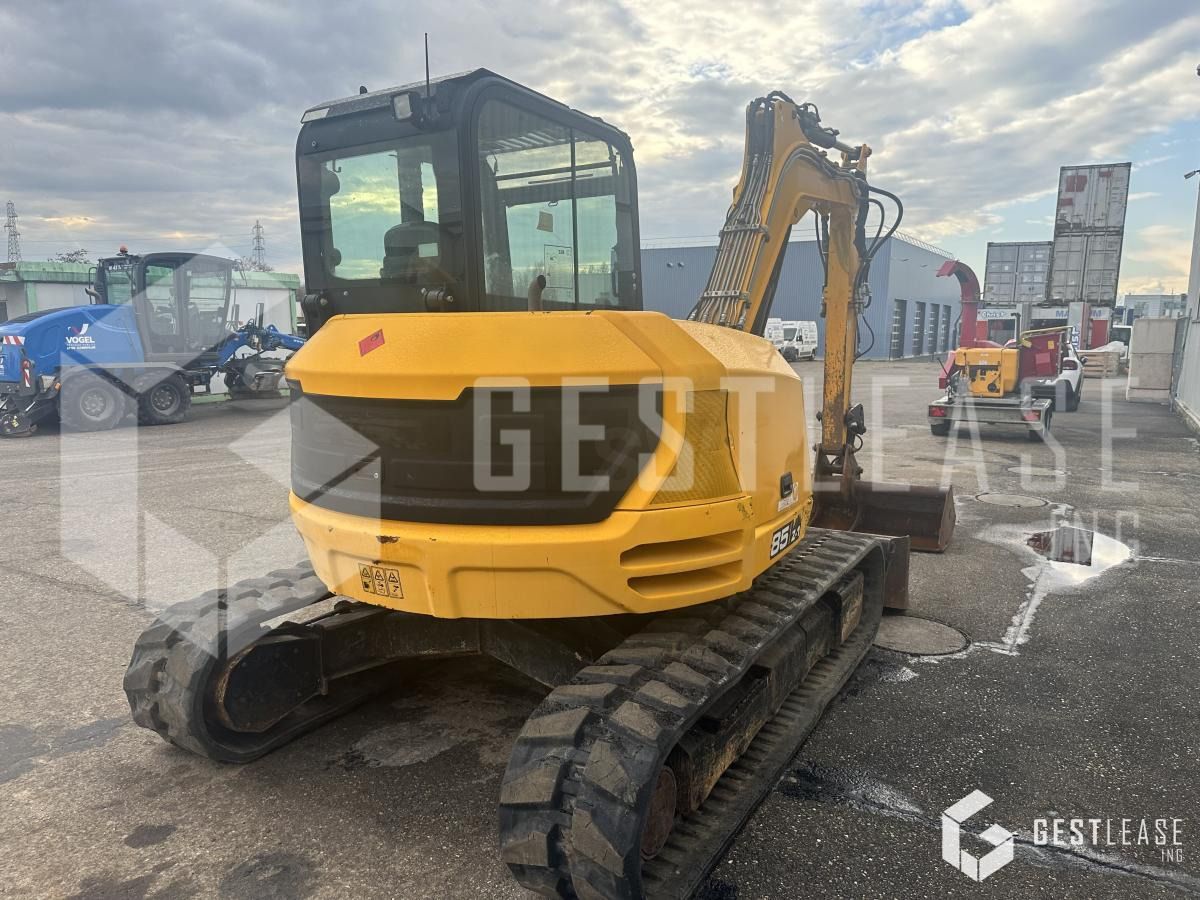 2014 JCB 85Z-1 mini excavator rear three-quarter view
