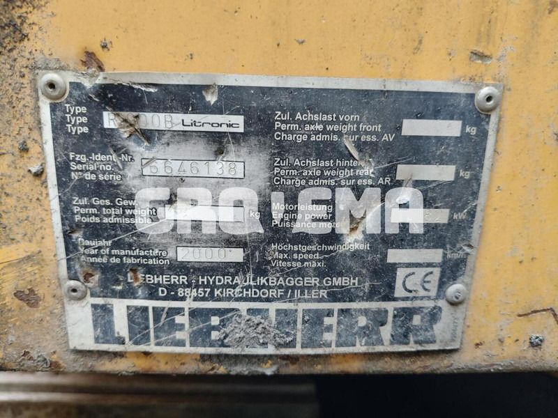 2000 Liebherr R900B LI crawler excavator identification plate 2000 Liebherr R900B LI crawler excavator identification plate