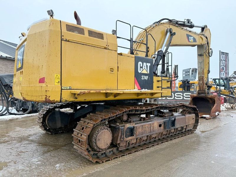 2016 Caterpillar 374FL crawler excavator, rear three-quarter view