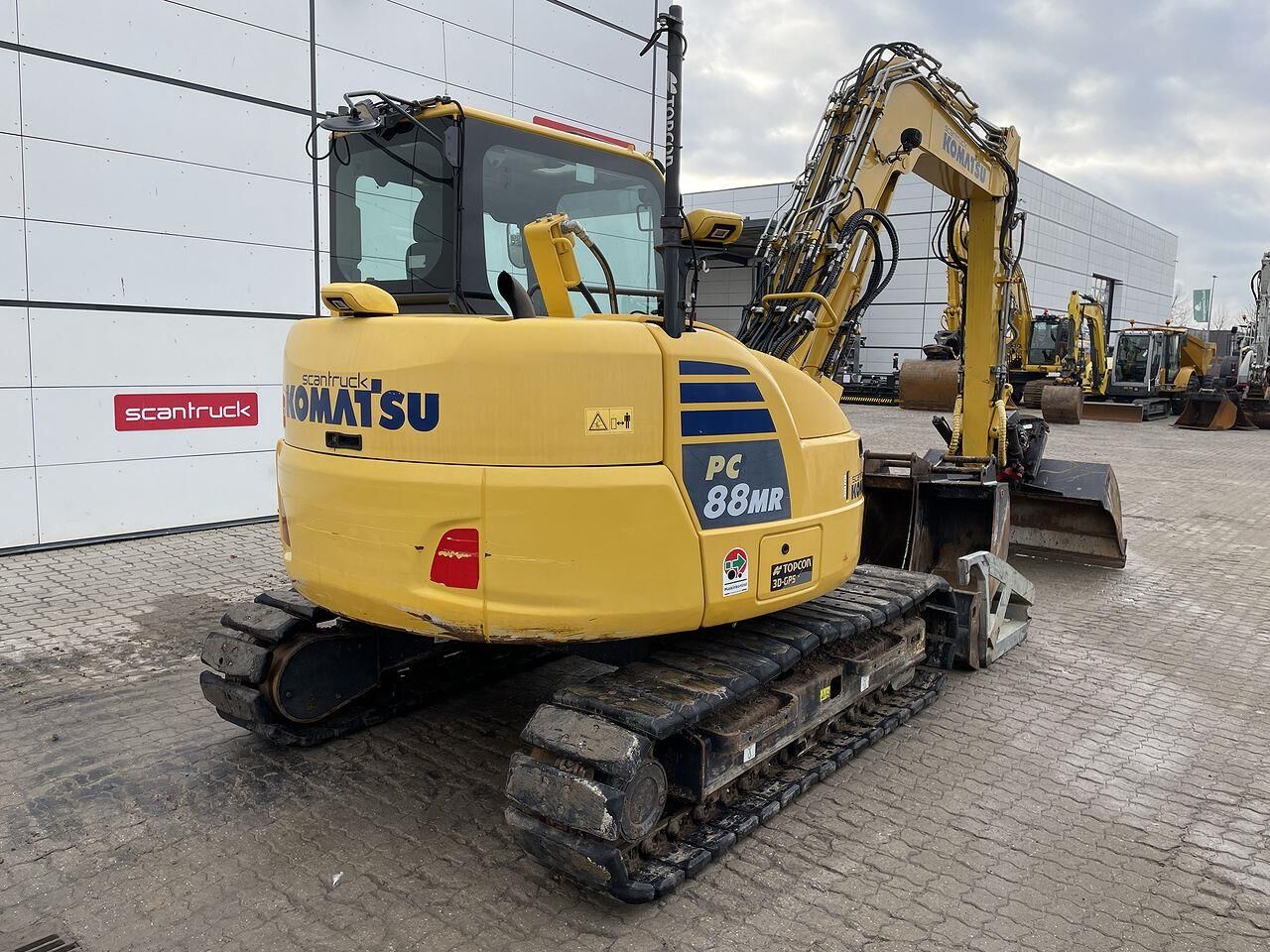 2020 Komatsu PC88MR-10 mini excavator, rear three-quarter view
