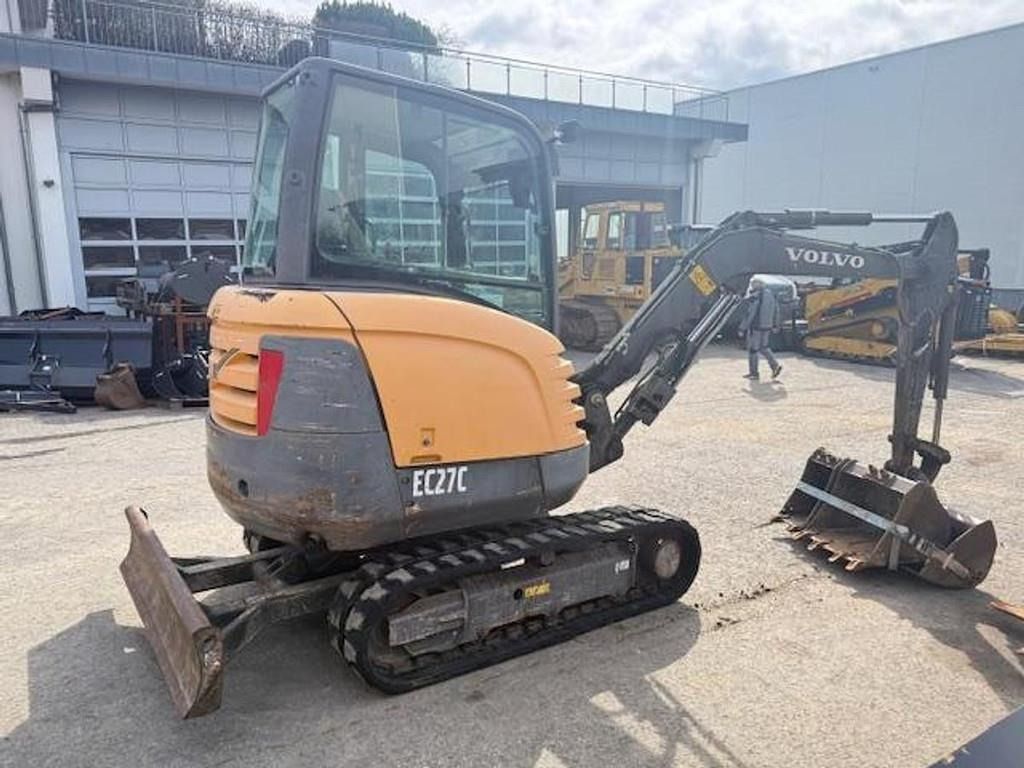 2012 Volvo EC27C mini excavator, rear three-quarter view
