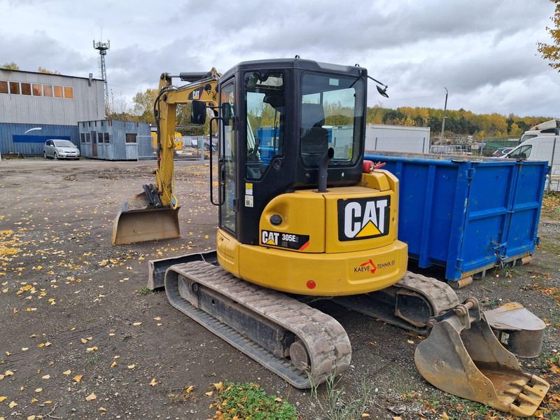 2020 Caterpillar 305E2 mini excavator, rear three-quarter view