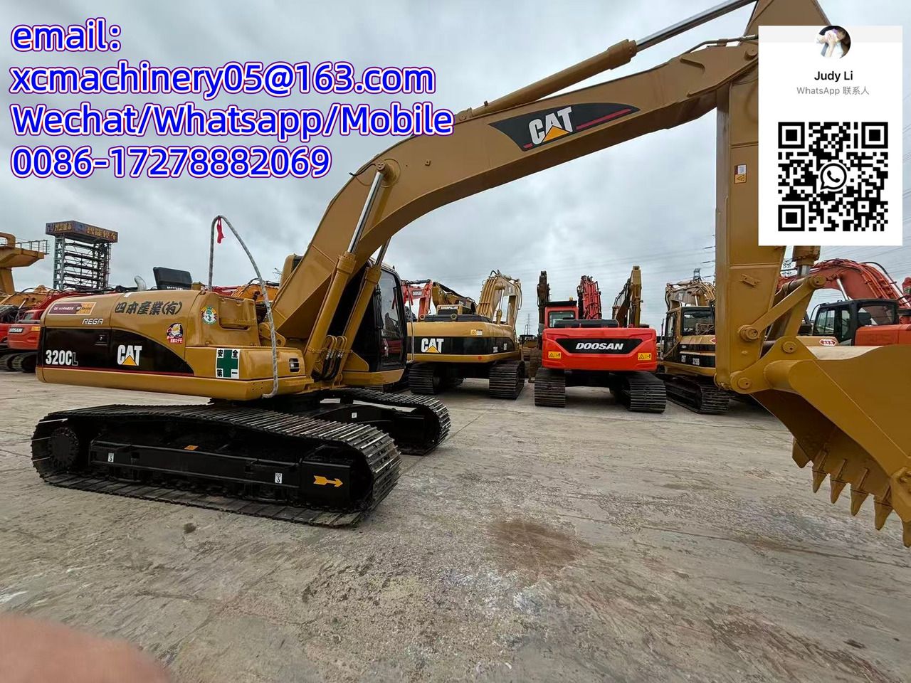 2019 Caterpillar 320CL excavator, rear three-quarter view