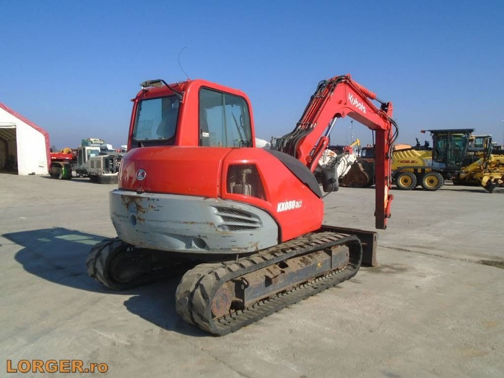 2013 Kubota KX080-3 crawler excavator, rear three-quarter view 2013 Kubota KX080-3 crawler excavator, rear three-quarter view