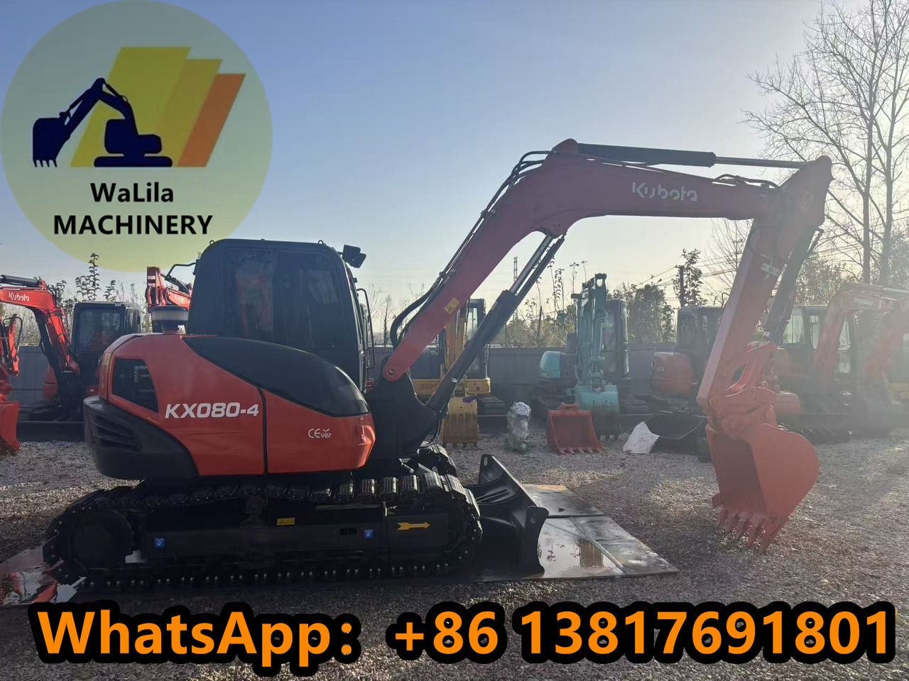 2023 Kubota KX080-4 mini excavator, side profile view