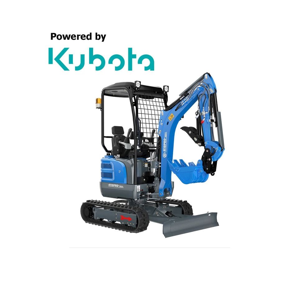 2026 Kubota R18 PRO mini excavator, front three-quarter view