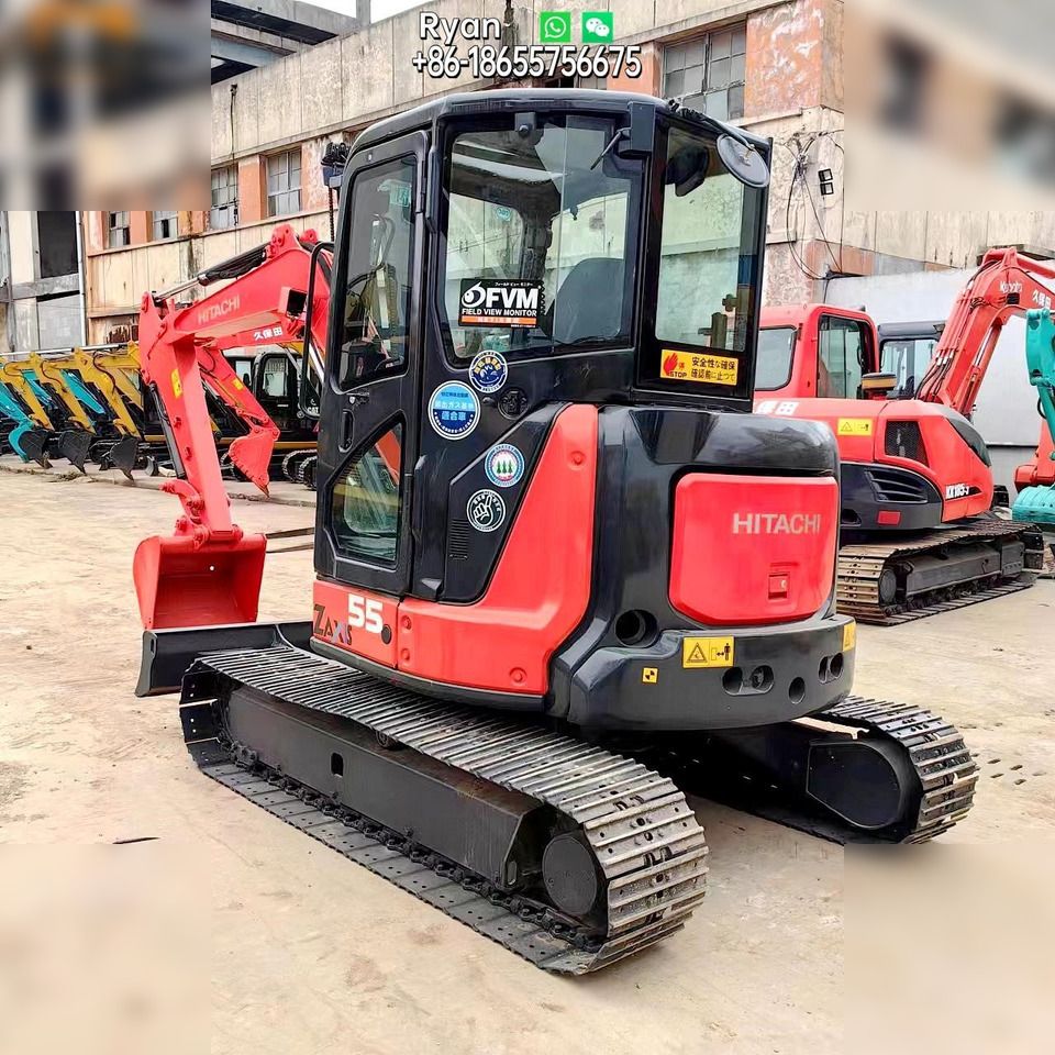 Hitachi ZX55USR-5A mini excavator, rear three-quarter view