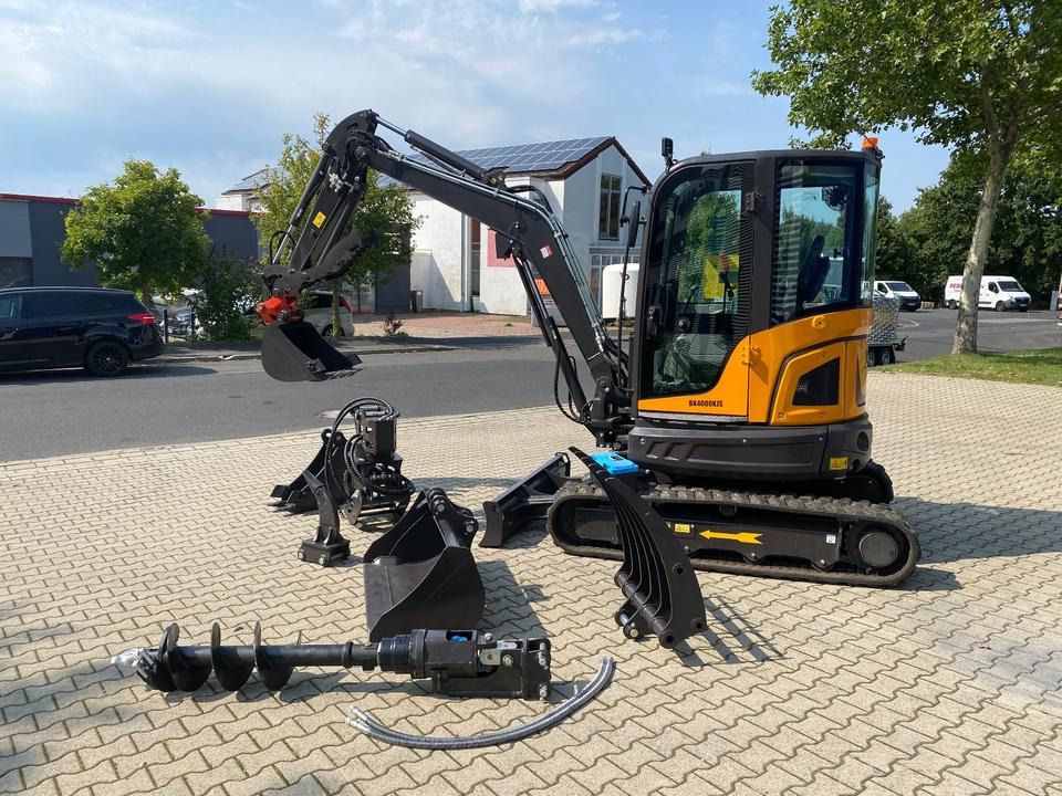 2026 Berger Kraus BK4000KJS mini excavator, side view with attachments 2026 Berger Kraus BK4000KJS mini excavator, side view with attachments