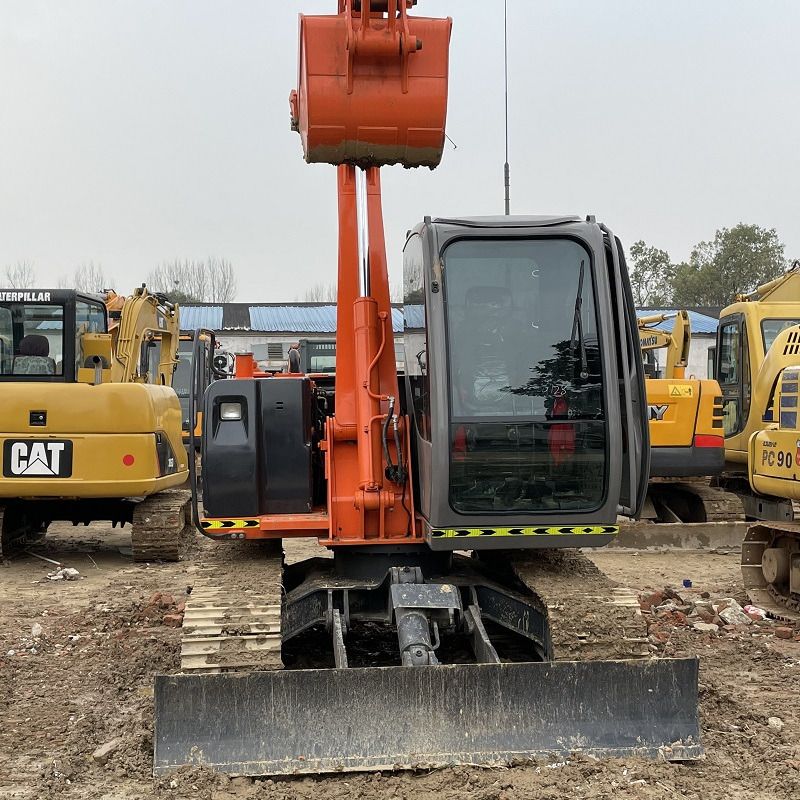 Hitachi ZX70 mini excavator, front view