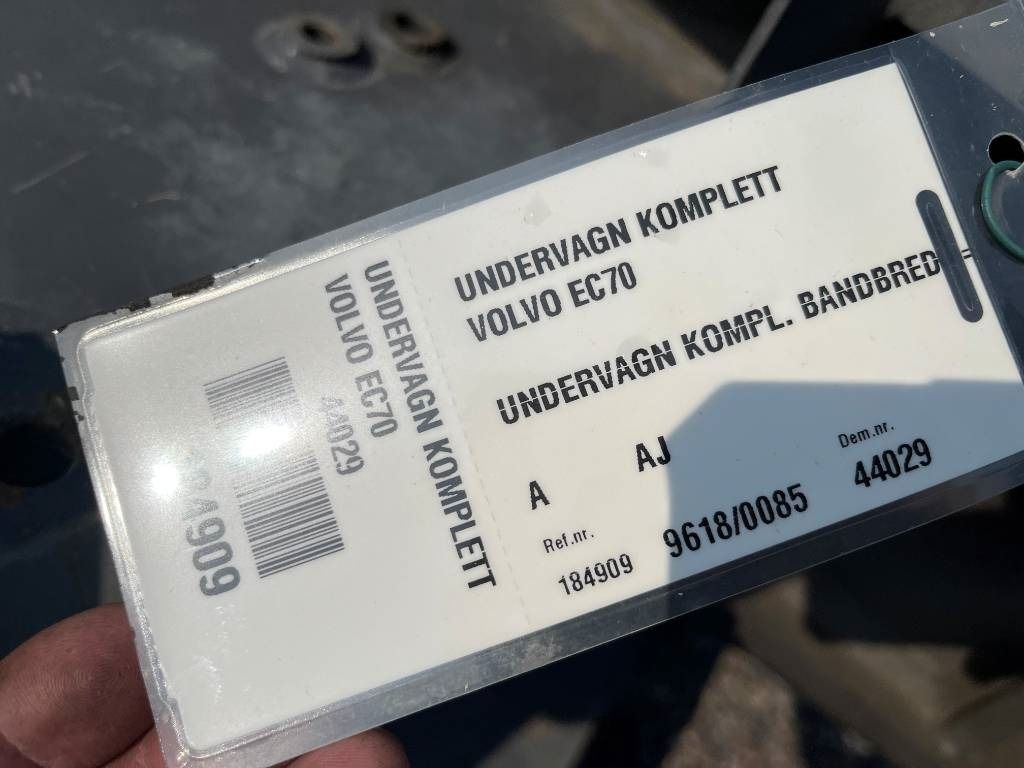 2002 Volvo EC 70 mini excavator identification tag 2002 Volvo EC 70 mini excavator identification tag