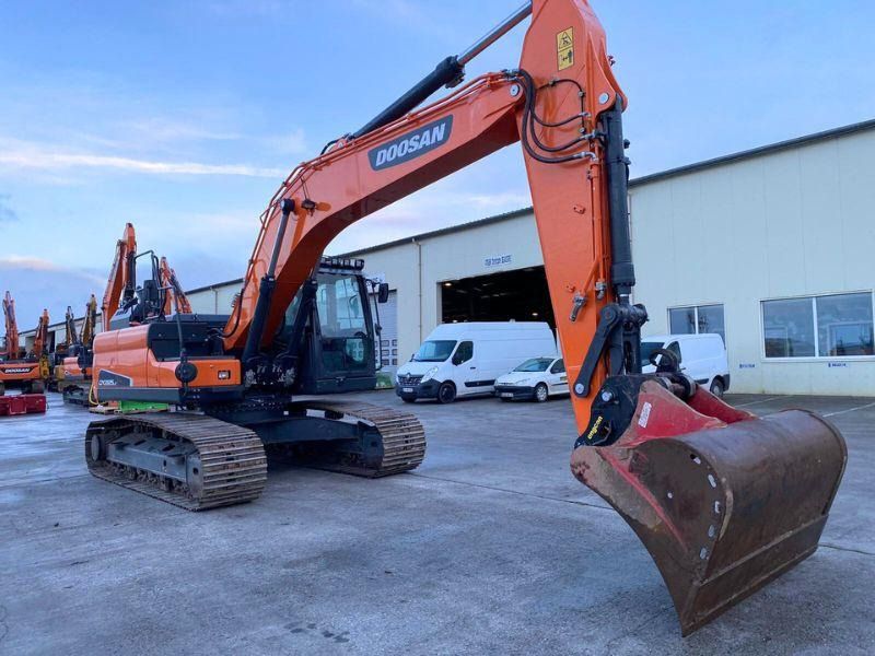 2021 Doosan DX225LC crawler excavator, front three-quarter view
