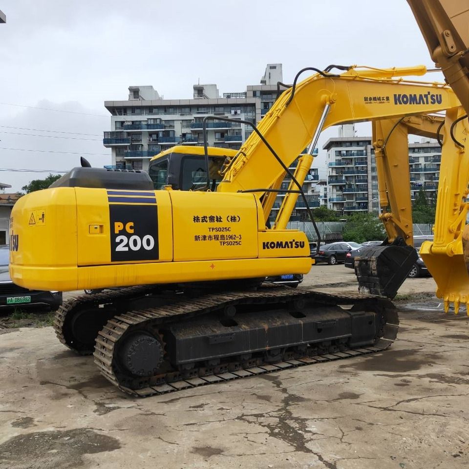 2021 Komatsu PC200-7 crawler excavator, rear three-quarter view