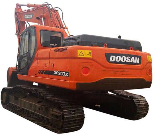 2013 Doosan DX300LC crawler excavator, rear three-quarter view