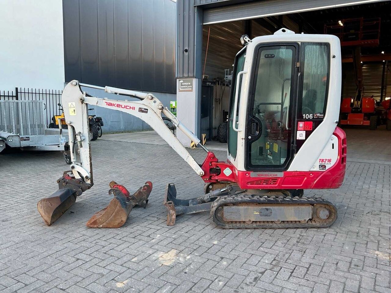2021 Takeuchi TB216 mini excavator, side view