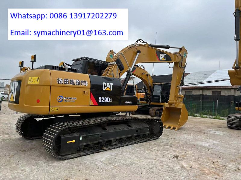 2023 Caterpillar 329D2 crawler excavator, rear three-quarter view 2023 Caterpillar 329D2 crawler excavator, rear three-quarter view