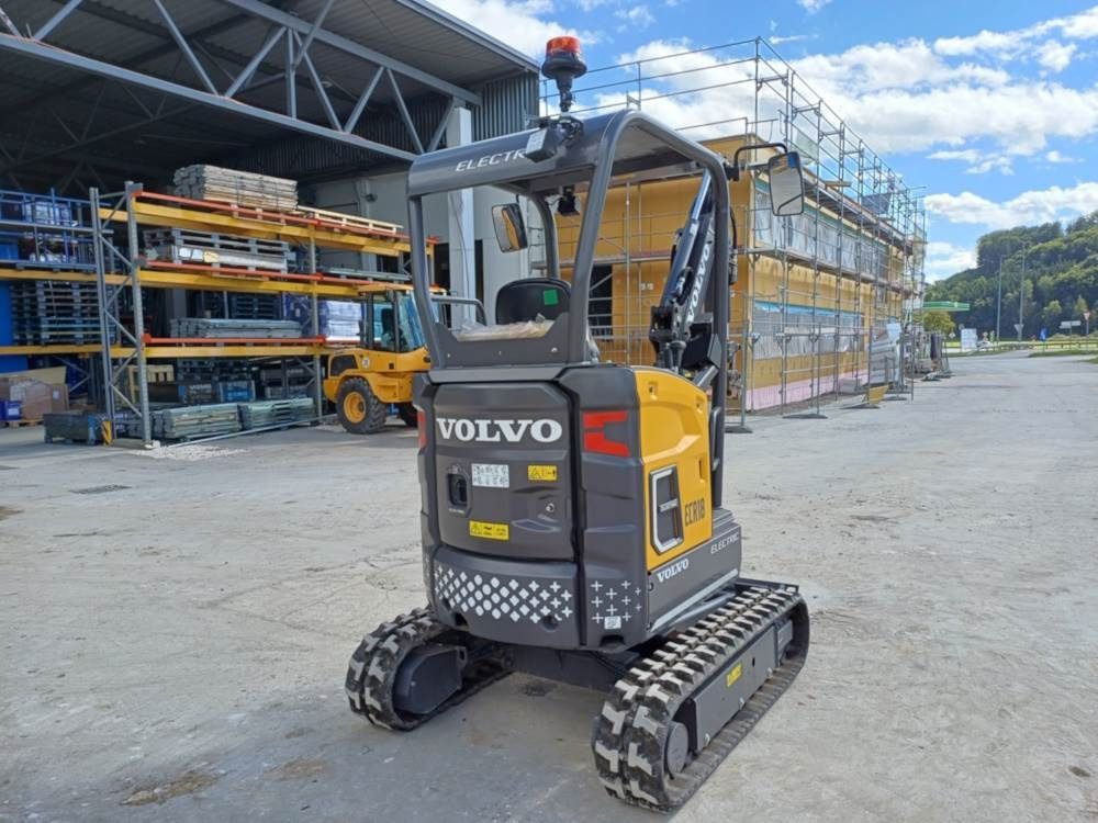 2022 Volvo ECR18E mini excavator, rear three-quarter view