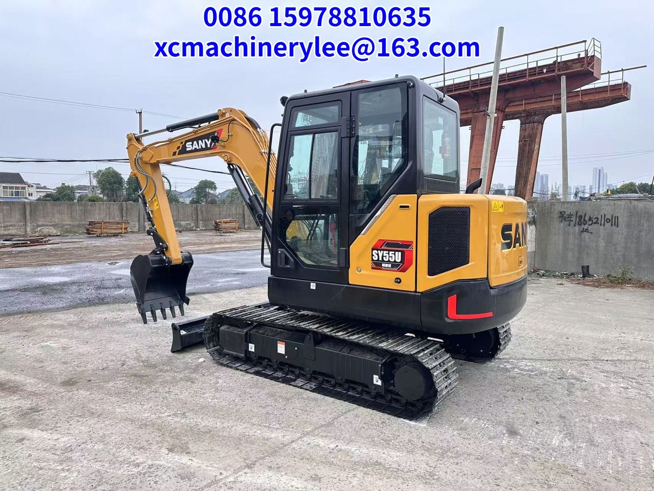 2024 Sany SY55U mini excavator, rear three-quarter view