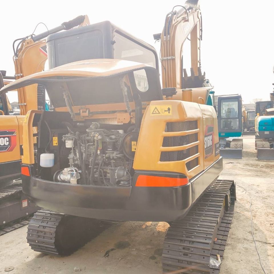 2024 Sany SY60C crawler excavator rear view with engine compartment open 2024 Sany SY60C crawler excavator rear view with engine compartment open