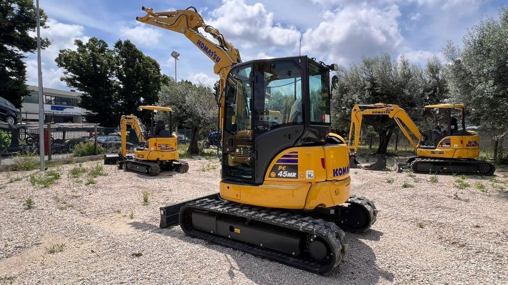 2023 Komatsu PC45 MR-5 mini excavator, rear three-quarter view 2023 Komatsu PC45 MR-5 mini excavator, rear three-quarter view